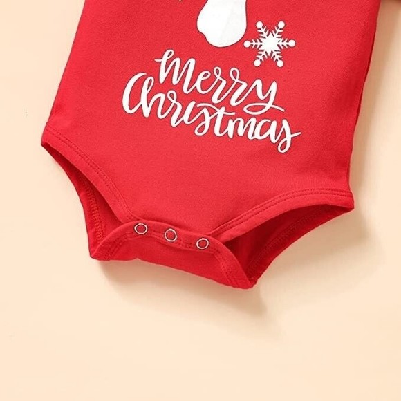 Christmas Reindeer Outfit 3pc set Sizes 0-3m, 3-6m, 6-12m - Picture 4 of 6